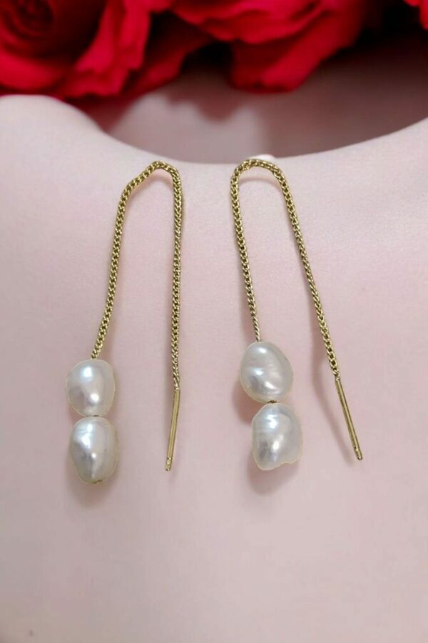 Boucles d’Oreilles Classiques en Perles Baroques & Plaqué Or 14K – Image 7