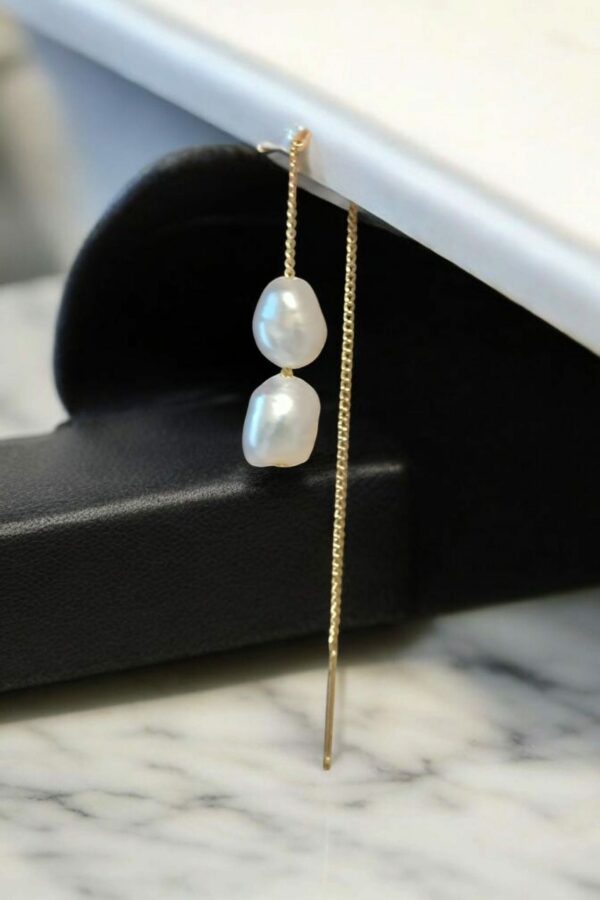 Boucles d’Oreilles Classiques en Perles Baroques & Plaqué Or 14K – Image 4