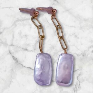 Boucles d’oreilles ethniques vintage en perles d’eau douce – Plaqué or 14K