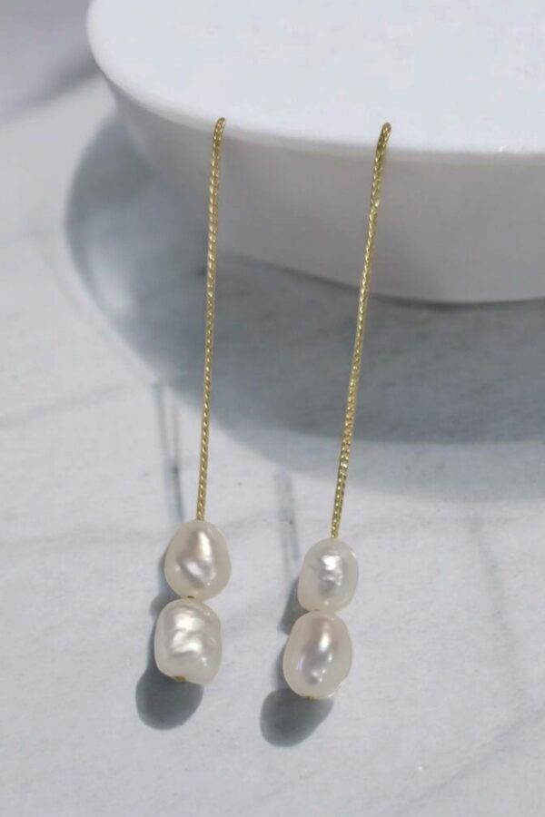 Boucles d’Oreilles Classiques en Perles Baroques & Plaqué Or 14K – Image 6