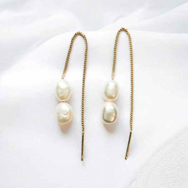 Boucles d’Oreilles Classiques en Perles Baroques & Plaqué Or 14K – Image 9