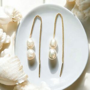 Boucles d’Oreilles Classiques en Perles Baroques & Plaqué Or 14K