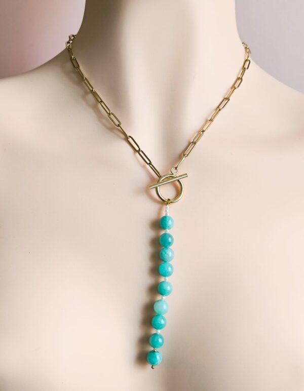 Collier Élégance Frontale en Amazonite et Perles d'Eau Douce – Image 5