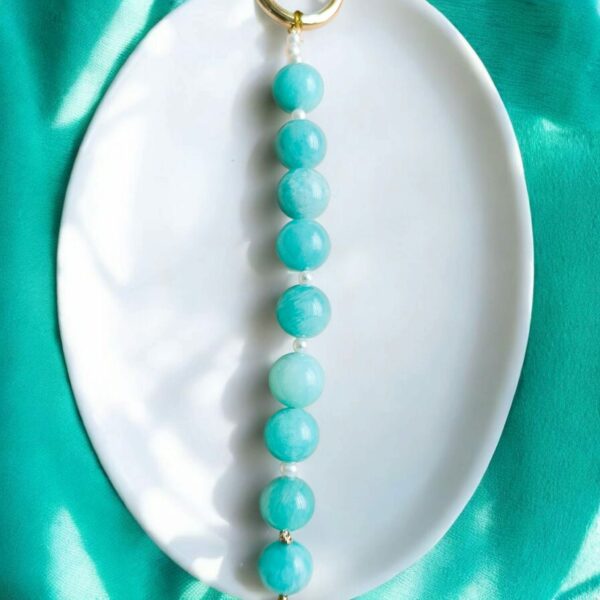 Collier Élégance Frontale en Amazonite et Perles d'Eau Douce – Image 2