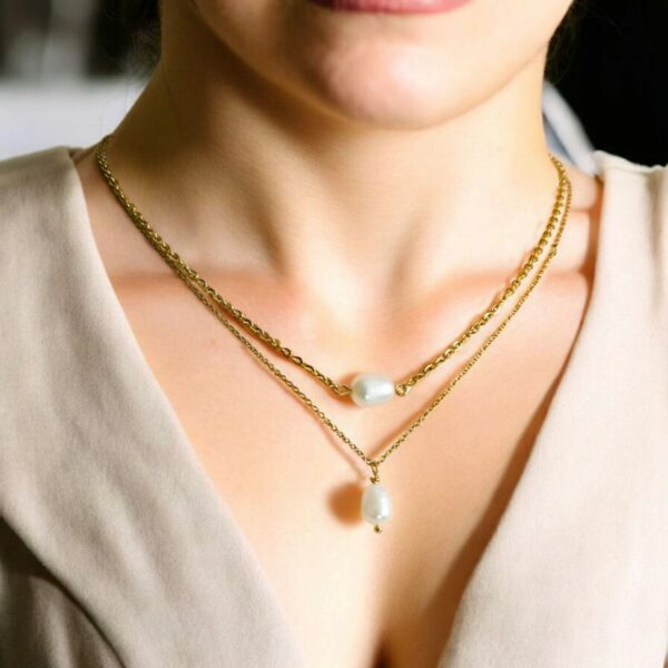 Collier Élégant Suspendu avec Perle d’Eau Douce Blanche – Image 6