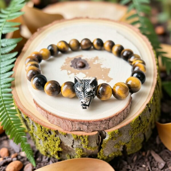 Bracelet “Loup du Tigre” – Pierre Naturelle Œil de Tigre – Image 3