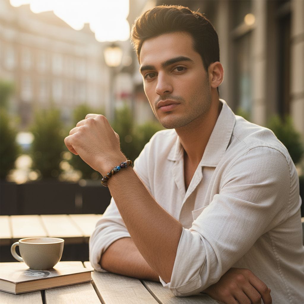 Bracelet “Triple Protection Royale” – Œil de Tigre, Œil de Faucon & Œil de Taureau – Image 3