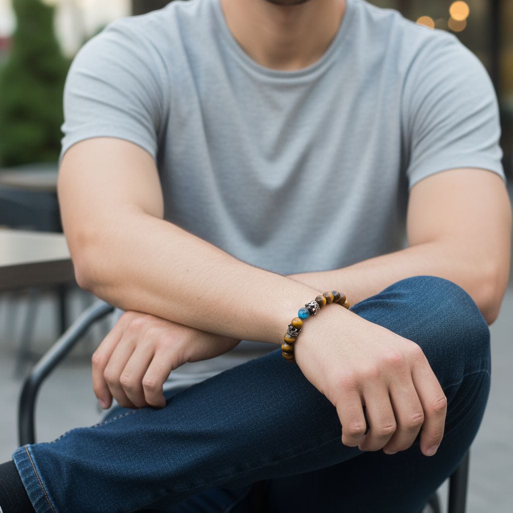 Bracelet “Triple Protection Royale” – Œil de Tigre, Œil de Faucon & Œil de Taureau