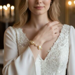 Bracelet “ELE” – Perles d’Eau Douce AAA & Finitions Or | Bracelet Ajustable